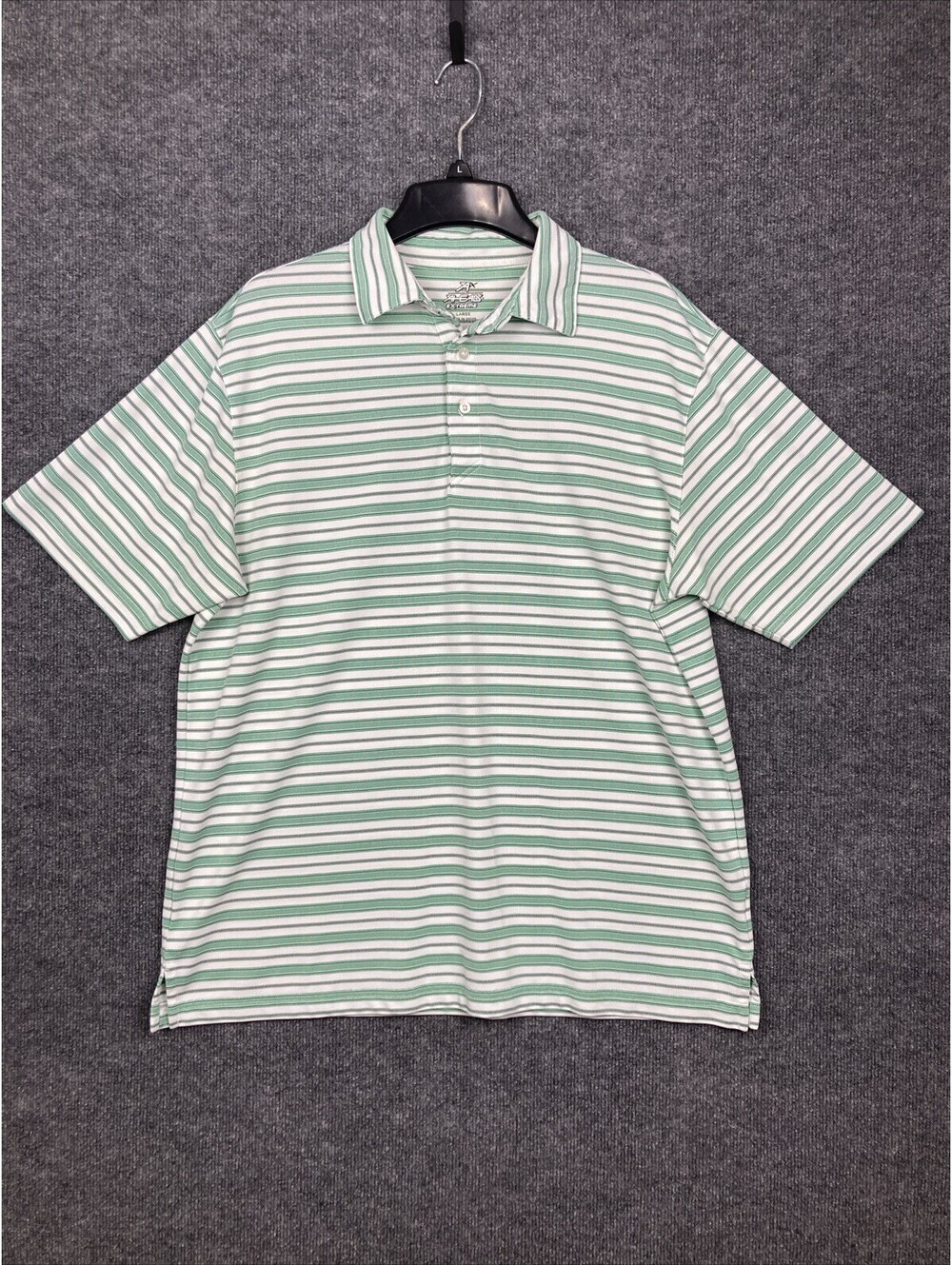 Ax Ahead Extreme Mens Size Large Green & White S/S Golf Polo Shirt EUC